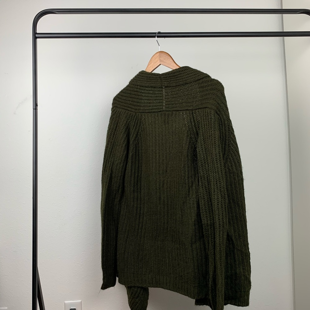 Forever 21 Open Front Long Cardigan Green Small - Picture 7 of 7